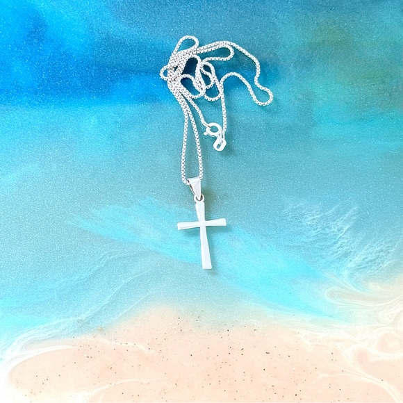 Sterling Silver Unisex Cross Necklace, Religious Jewelry, Christian Chain - Picture 5 of 12